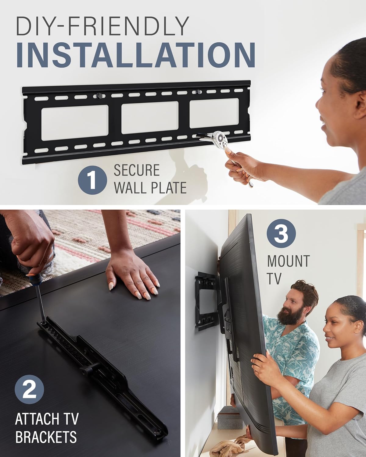 Sanus Universal Low Profile Tilt TV Wall Mount for 37" - 80" LED, LCD & Plasma TVs, Eliminates Glare with 10º of Tilt & Post-Install Adjustments - 3 Step Install - Safety Certified - MLT14-B1