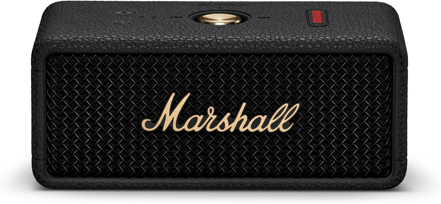 Marshall Emberton III Portable Bluetooth Speaker, Wireless, IP67 Rating Dust & Water Resistant, 32+ Hours Playtime, Quick Charge - Black & Brass