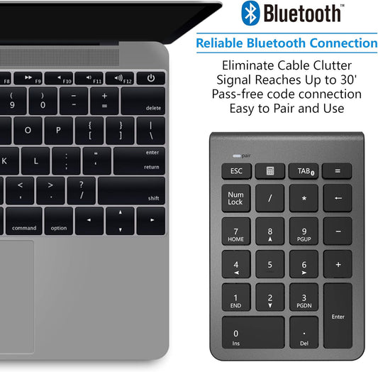 Cateck Bluetooth Numeric Keypad, Portable Wireless Bluetooth 22 Keys Number Pad Keyboard with Multiple Shortcuts for Computer/Notebook/Laptop/Desktop/Tablet, Cool Gray