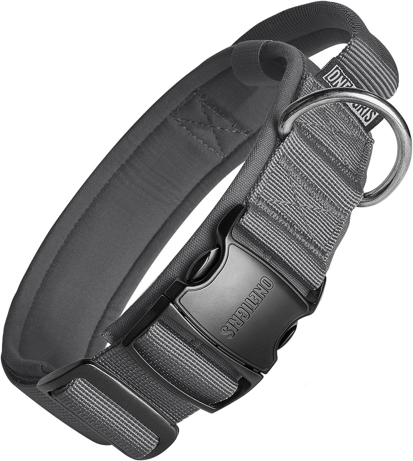 OneTigris Tactical Dog Collars with Handle,Military Dog Collar for Large Dog,Adjustable Nylon Collar German Shepherd Collar with Heavy Duty Metal Buckle for Dog Training and Walking (M, Orange)