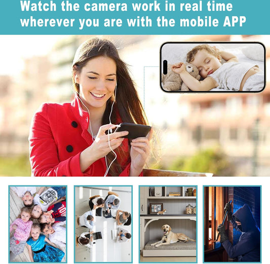Smoke Detector Wireless Security Camera WiFi Indoor Camera Dome Surveillance System with Night Vision,Motion Detection, for Home - PuriLite