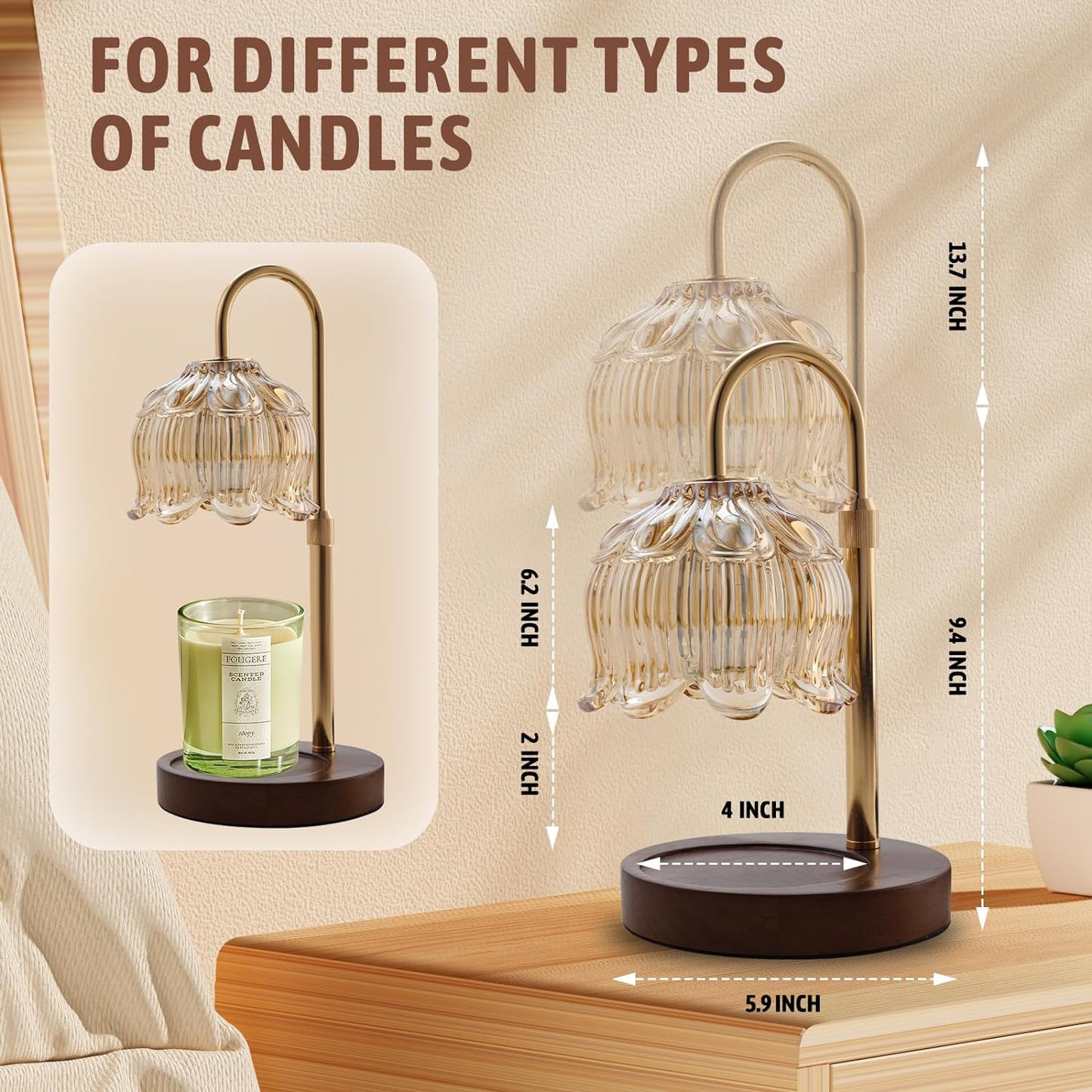 GEEZO Fragrance Candle Warmer Lamp,Electric Candle Warmer with Timer & Dimmer, Mom Christmas Birthday Gifts for Women, House Warming Gifts New Home Bedroom Decor