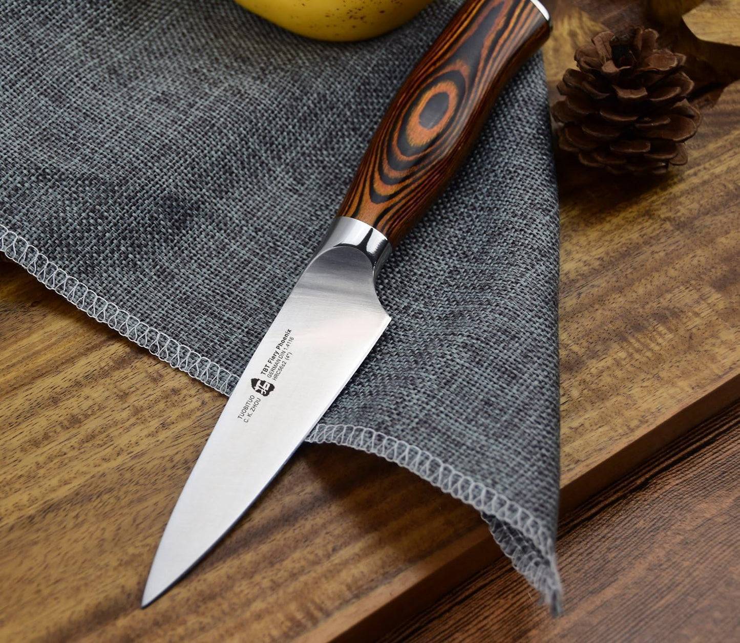 TUO Boning Knife - Razor Sharp Fillet Knife - High Carbon German Stainless Steel Kitchen Cutlery - Pakkawood Handle - Luxurious Gift Box Included - 7 inch - Fiery Phoenix Series