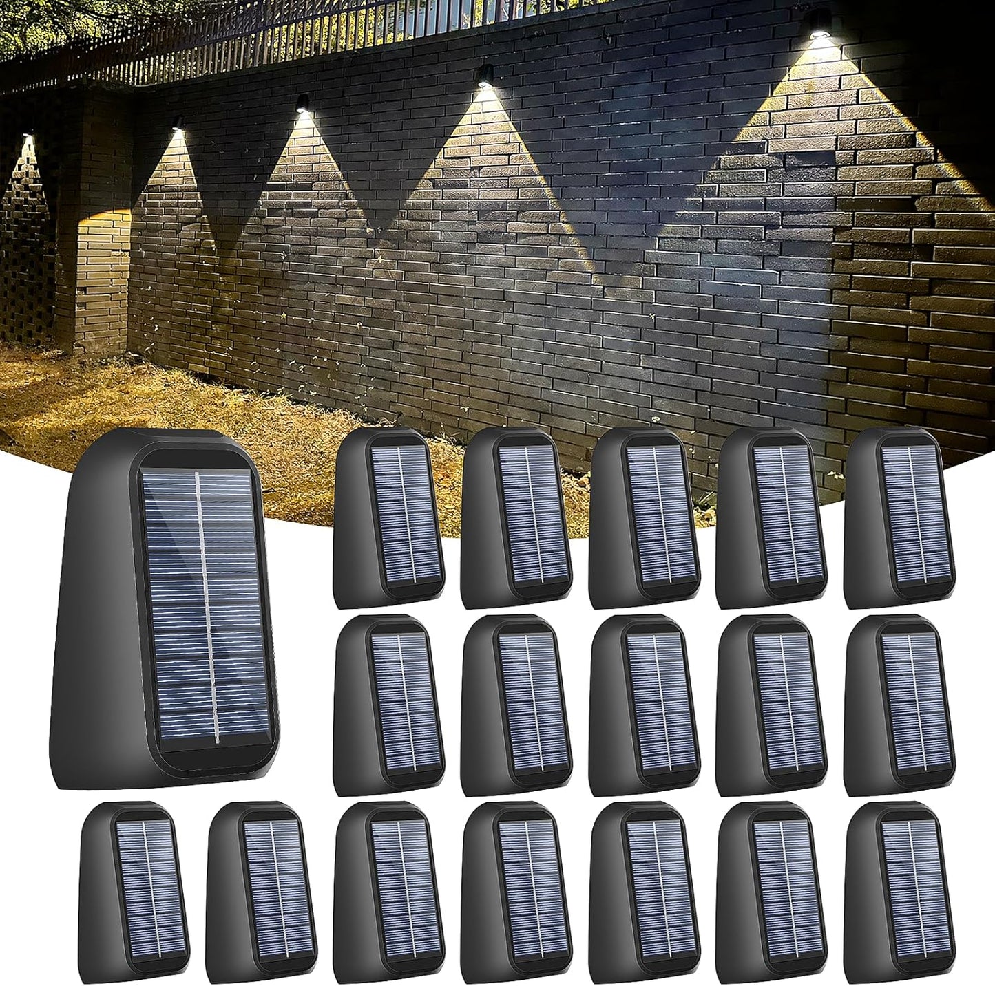 16 Pack Solar Fence Lights Outdoor 8 Colors,Bright Deck Lights Solar Outdoor Waterproof,LED Solar Lights for Backyard, Patio, Deck Railing, Step and Wall
