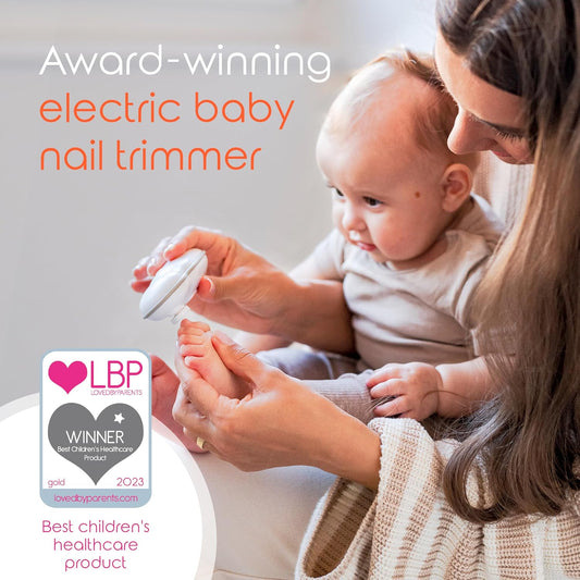 Cherish Baby Care Award-Winning Electric Nail File Baby (0-12 Months) - WIth Automatic Safety Stop, Storage Case and 4 Filing Pads, Baby Grooming Kit Newborn, Newborn Essentials & Baby Must Haves - PuriLite