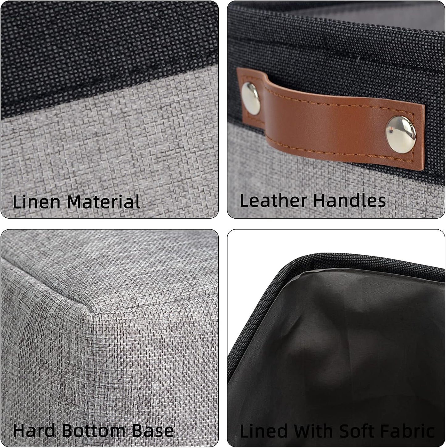 DULLEMELO Storage Baskets for Shelves, Fabric Collapsible Rectangular Storage Bins for Shelves, Closets, Nursery, Home, Office, Empty Gift Baskets (White&Teal)