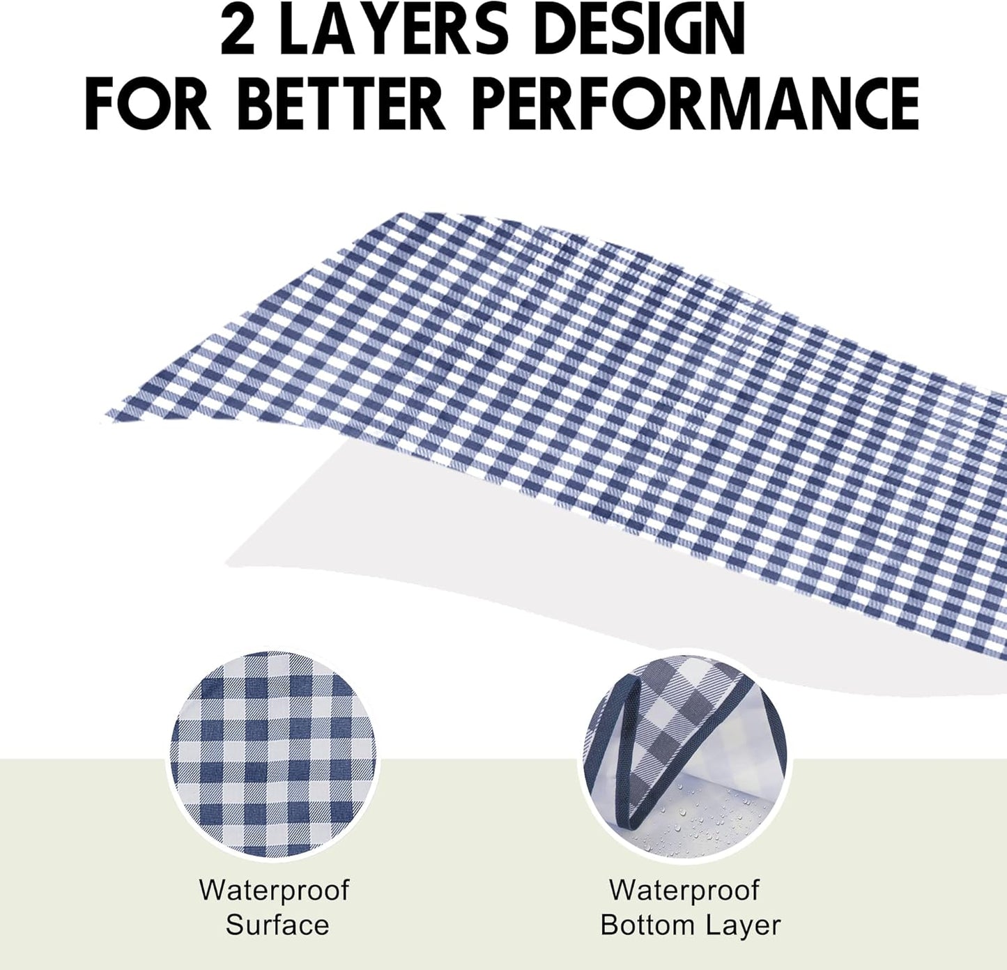 SAMSIER Large Outdoor Picnic Blankets Waterproof Foldable, Beach Blanket Sandproof Portable, Cute Picnic Mat Washable (Navy Blue, 60"×80")