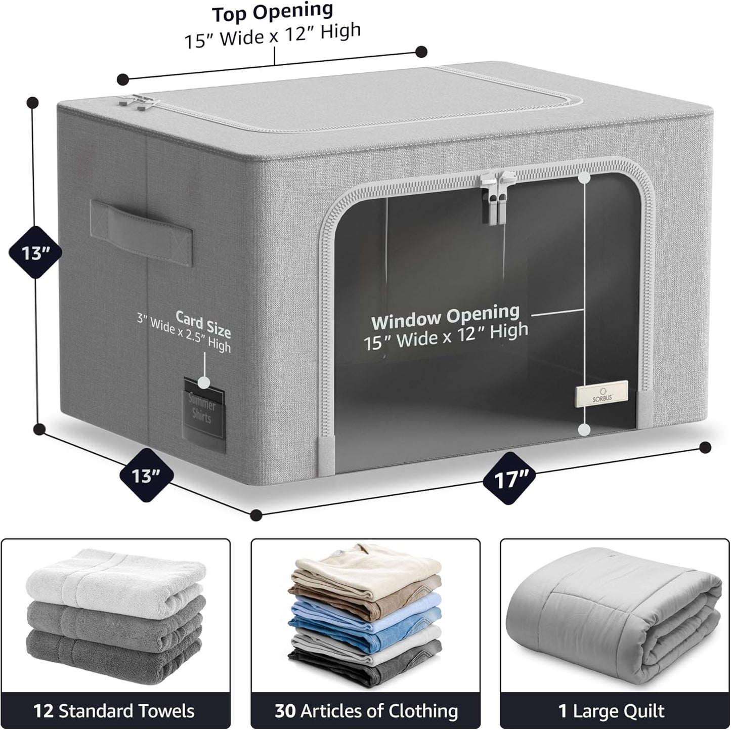 Purilite Select Storage Bins – Foldable Stackable Container Organizer