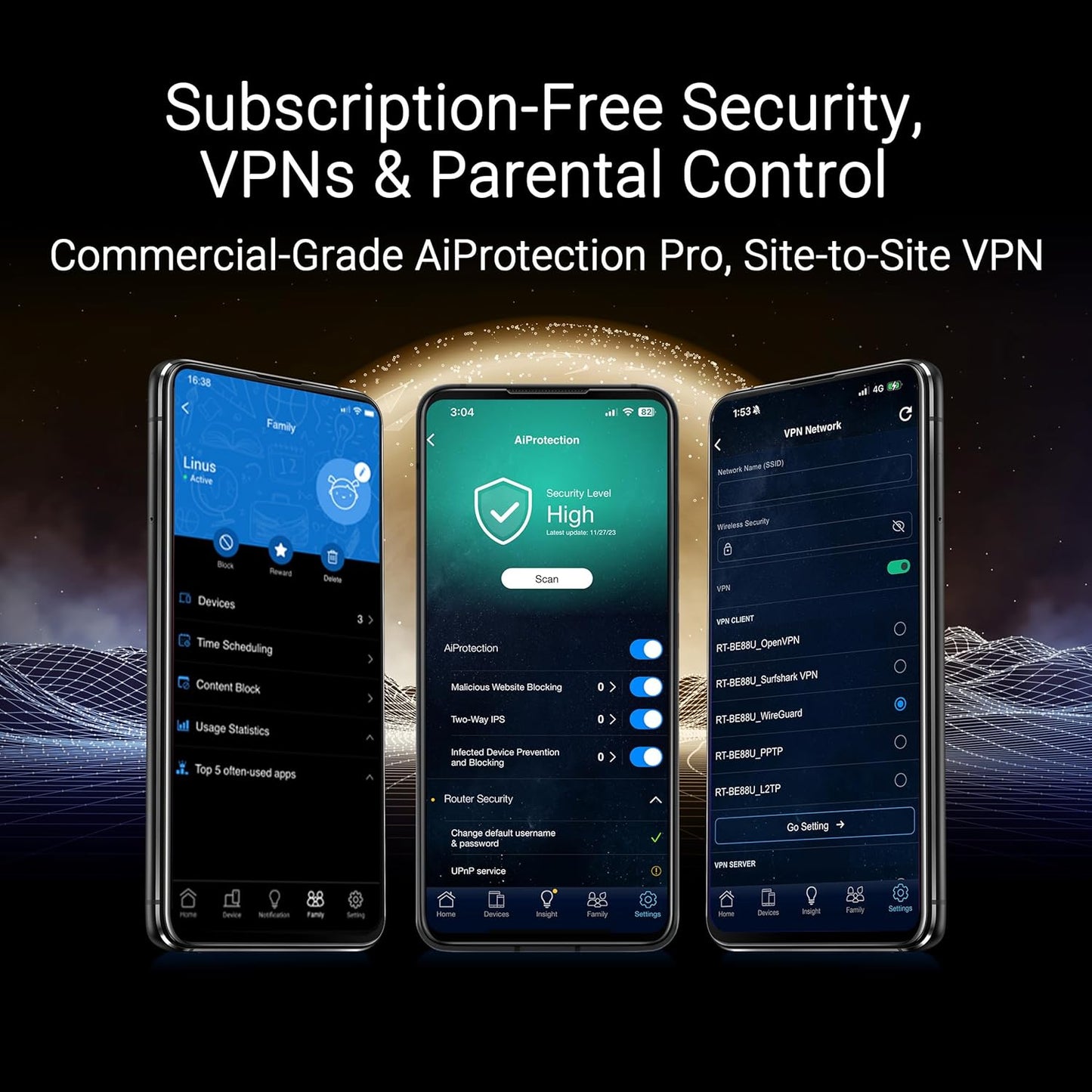 ASUS RT-BE86U BE6800 Dual-Band WiFi 7 Router, Supports 4096-QAM, MLO, AI WAN Detection, AiMesh, Subscription-Free Network Security, and Comprehensive VPN Features, Guest Network Pro, Gaming