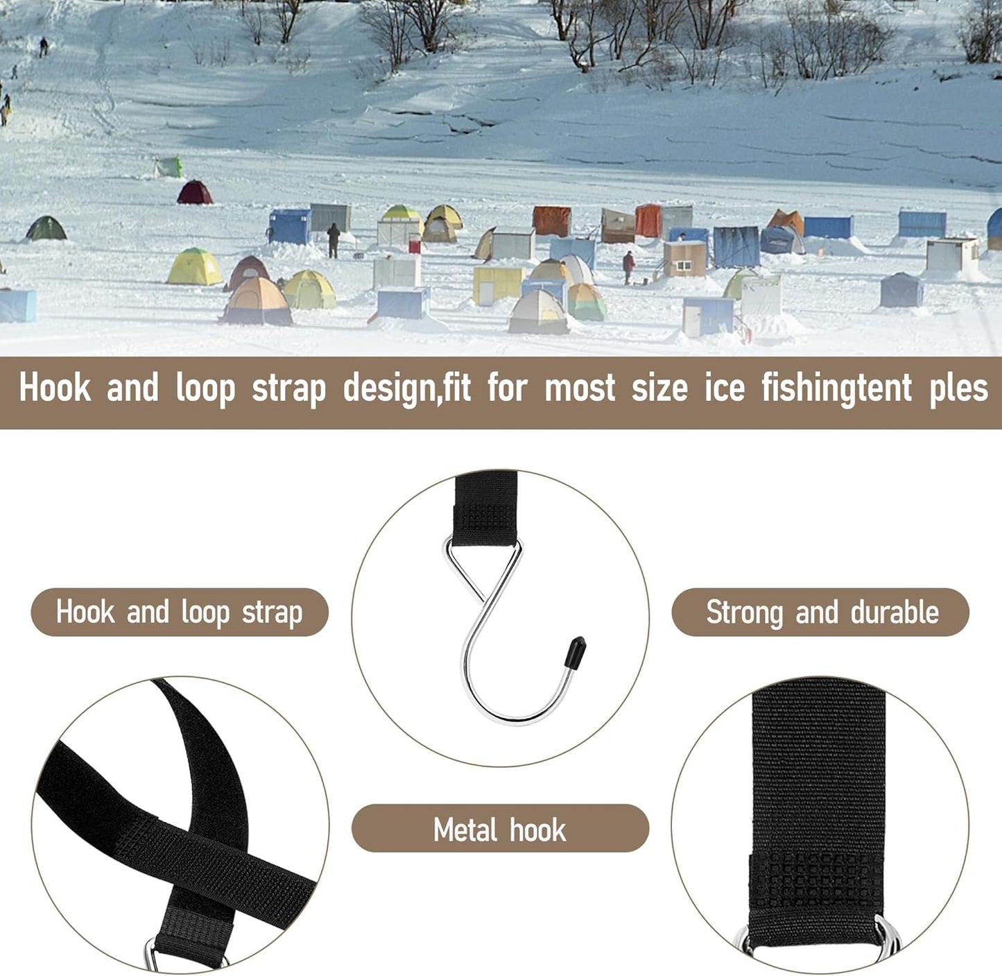 RunNico 14Pcs Ice Fishing Shelter Coat Hooks-Heavy Duty Ice Fishing Shelters Accessory for Ice Fishing Tent Outdoor Camping Hunting