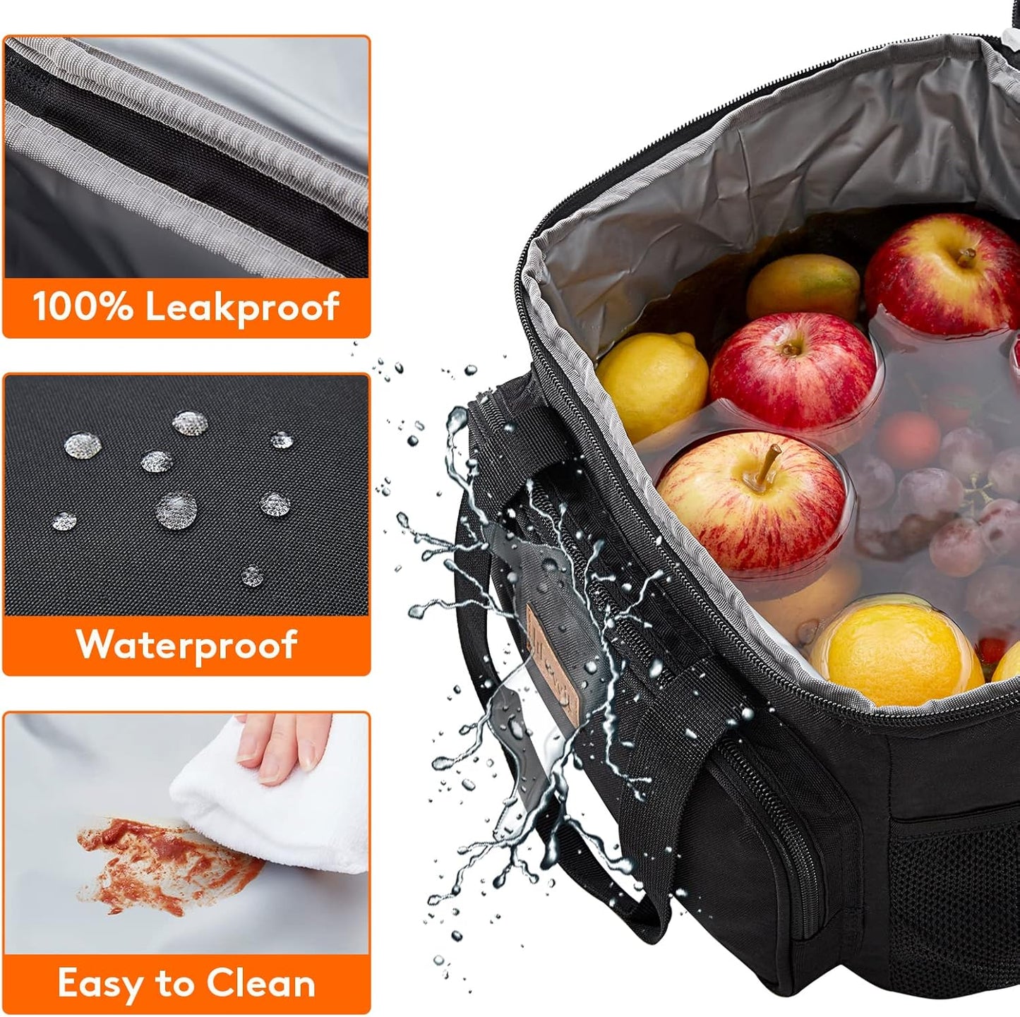 Lifewit Lunch Bag for Men, Insulated Lunch Box Leakproof Soft Cooler Cooling Tote for Adult Women, Waterproof Reusable Lunch Bags for Work Office Outdoor Picnic Camping, Black, 12-Can (9L)