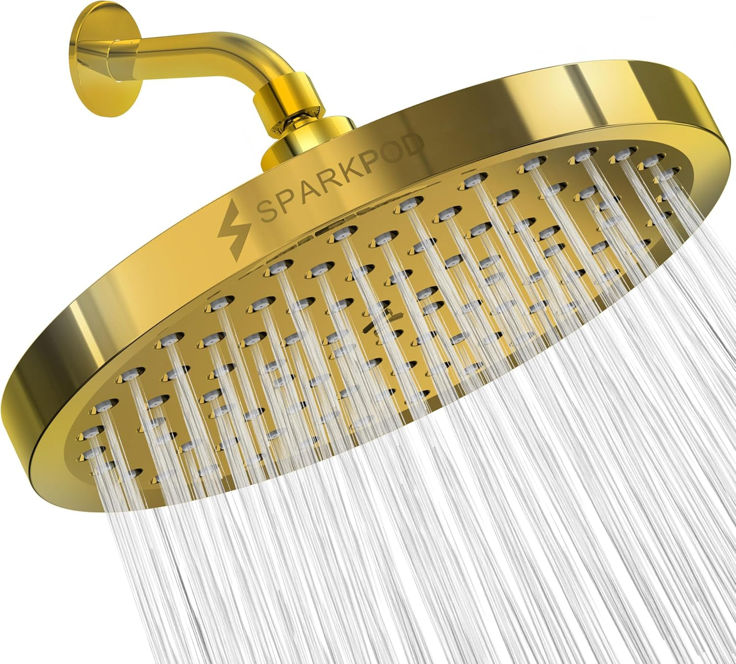 SparkPod Shower Head - High Pressure Rain - Premium Quality Luxury Design - 1-Min Install - Easy Clean Adjustable Replacement for Your Bathroom Shower Heads (Luxury Polished Chrome, 6 Inch Round)