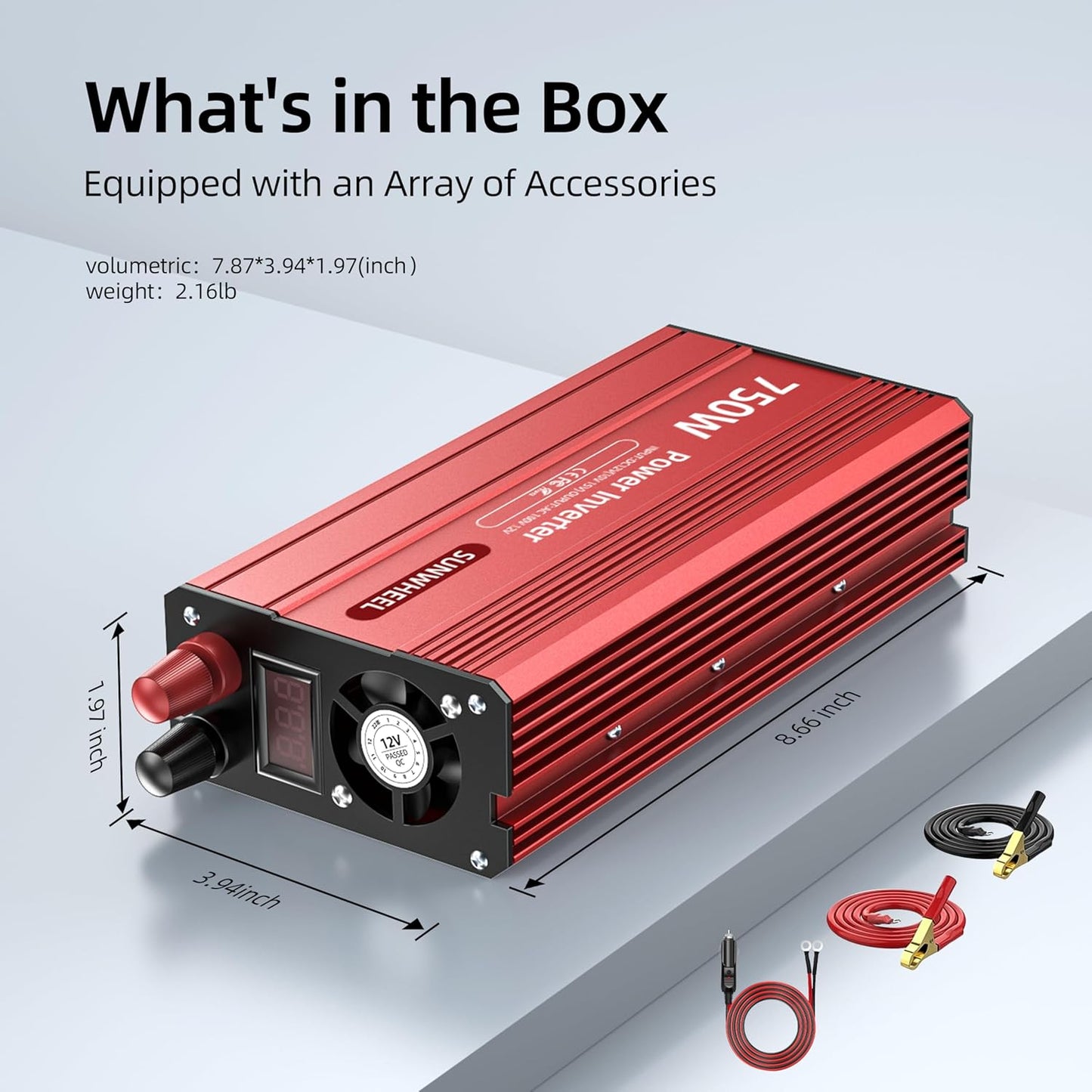 SUNWHEEL 4000W Pure Sine Wave Inverter, 12V DC to 110V/120V AC Power Inverter for RV、Microwave、Off Grid、Truck、Refrigerator、Air Conditioner with 4 AC outlets and LCD Display