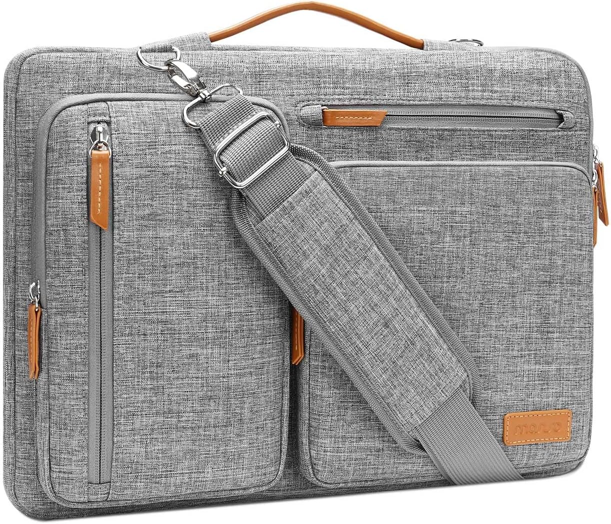 MOSISO 360 Protective Laptop Bag 13.3 inch, 13-13.3 inch Computer Shoulder Bag Compatible with MacBook Air/Pro 13/Pro 14, HP Dell ASUS, Side Open Messenger Case &4 Zipper Pockets&Handle, Black