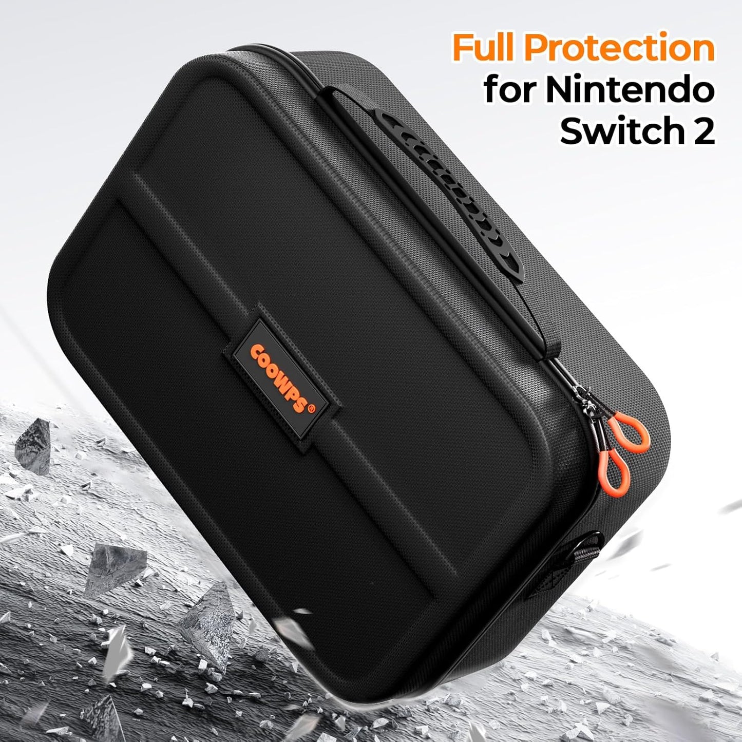 COOWPS Case for Nintendo Switch 2, Hard Shell Full Protection All-in-One Travel Case with 4pcs Thumb Grip Caps & 20 Game Card, Slots Soft Lining Carrying Case for Switch 2 Accessories Pro Controllers