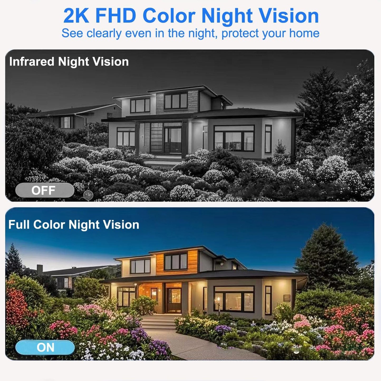 2K HD Security Camera Outdoor with 360° Pan-Tilt Motion Tracking, Home Camera Surveillance Exterieur, Wireless 2.4G WiFi Wired Security Camera, Full Color Night Vision, 2-Way Audio, Waterproof