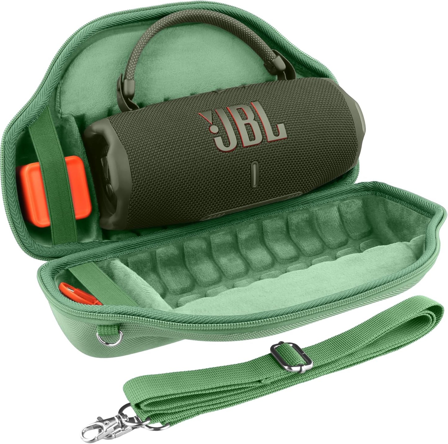 co2CREA Case for JBL Charge 6 Waterproof Portable Bluetooth Speaker, Hard Travel Case with Detachable Shoulder Strap (White Case)