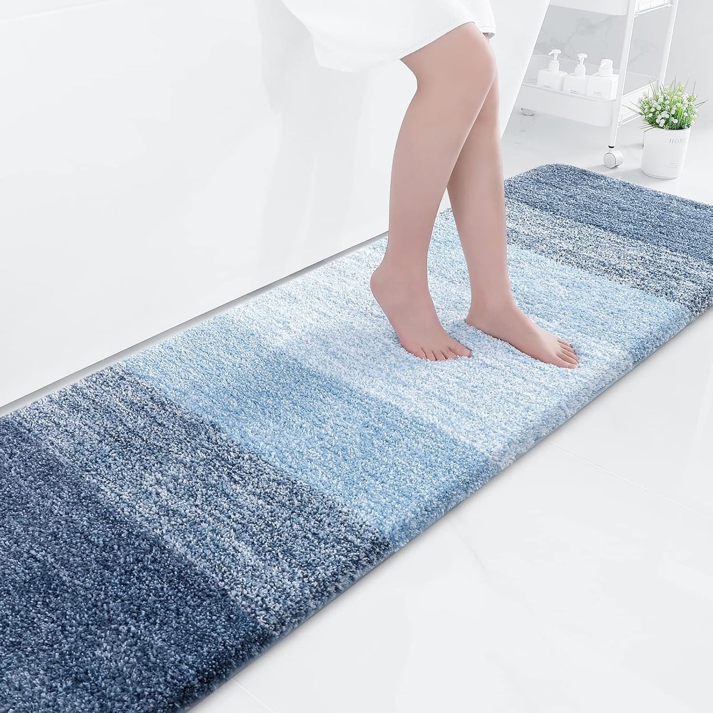 OLANLY Luxury Microfiber Bath Mat, Extra Soft and Absorbent Bathroom Mat, Non-Slip Plush Shaggy Bathroom Rug, Machine Wash Dry, Bath Rugs for Bathroom Floor, Tub and Shower, 16x24, Grey