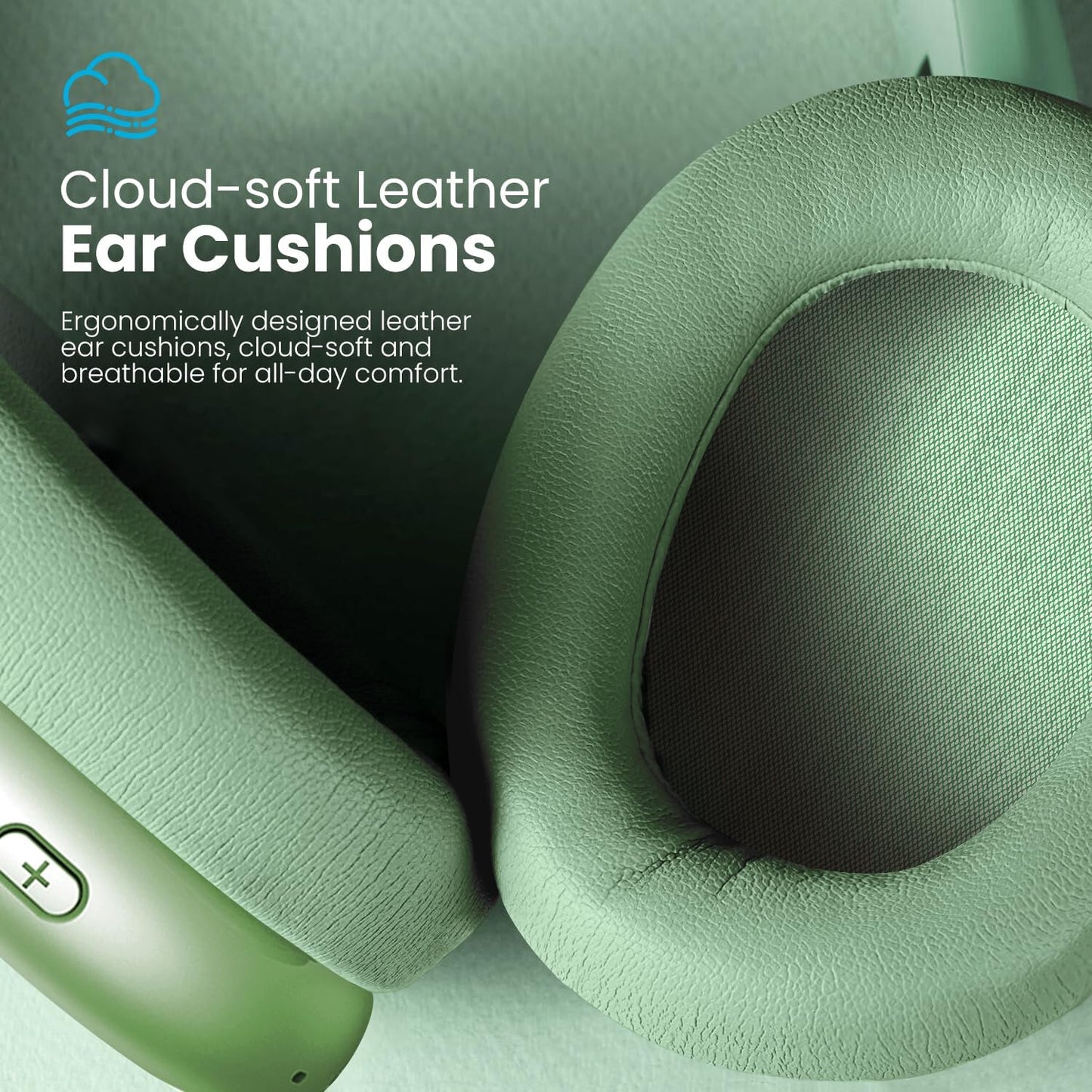 Wentronic Y01 Wireless Over Ear Headphones, Noise Canceling Bluetooth 5.3 Headphones with Microphones,Hi-Res Audio,48H Playtime,Foldable,Breathable Soft Earpads for iOS/Android/Samsung/PC-Green