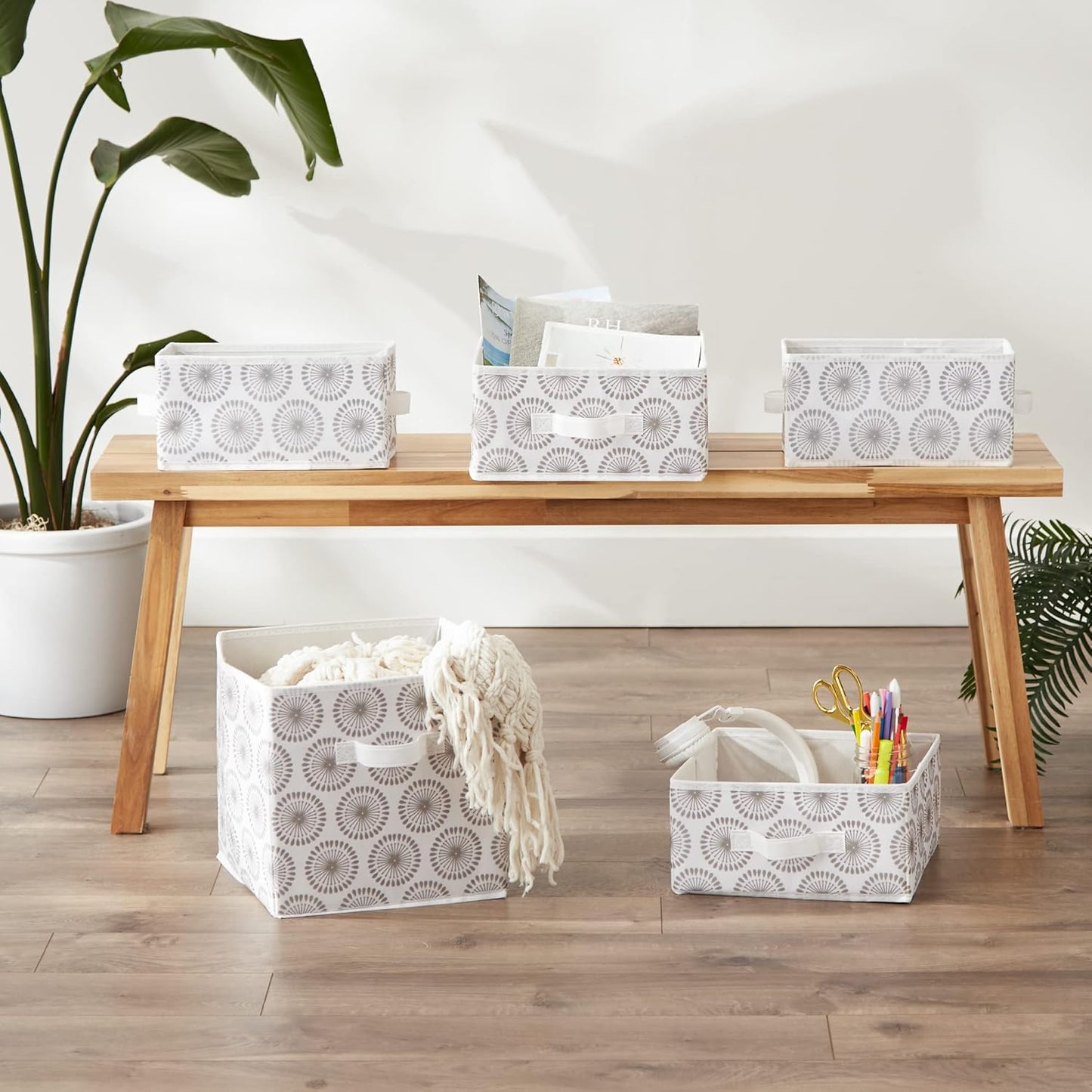 DII Foldable Fabric Storage Containers for Nurseries, Offices, Closets, Home Decor, Cube Organizers & Everyday Storage Needs, (Large - 11 x 11 x 11) Scroll Nautical Blue - Set of 2