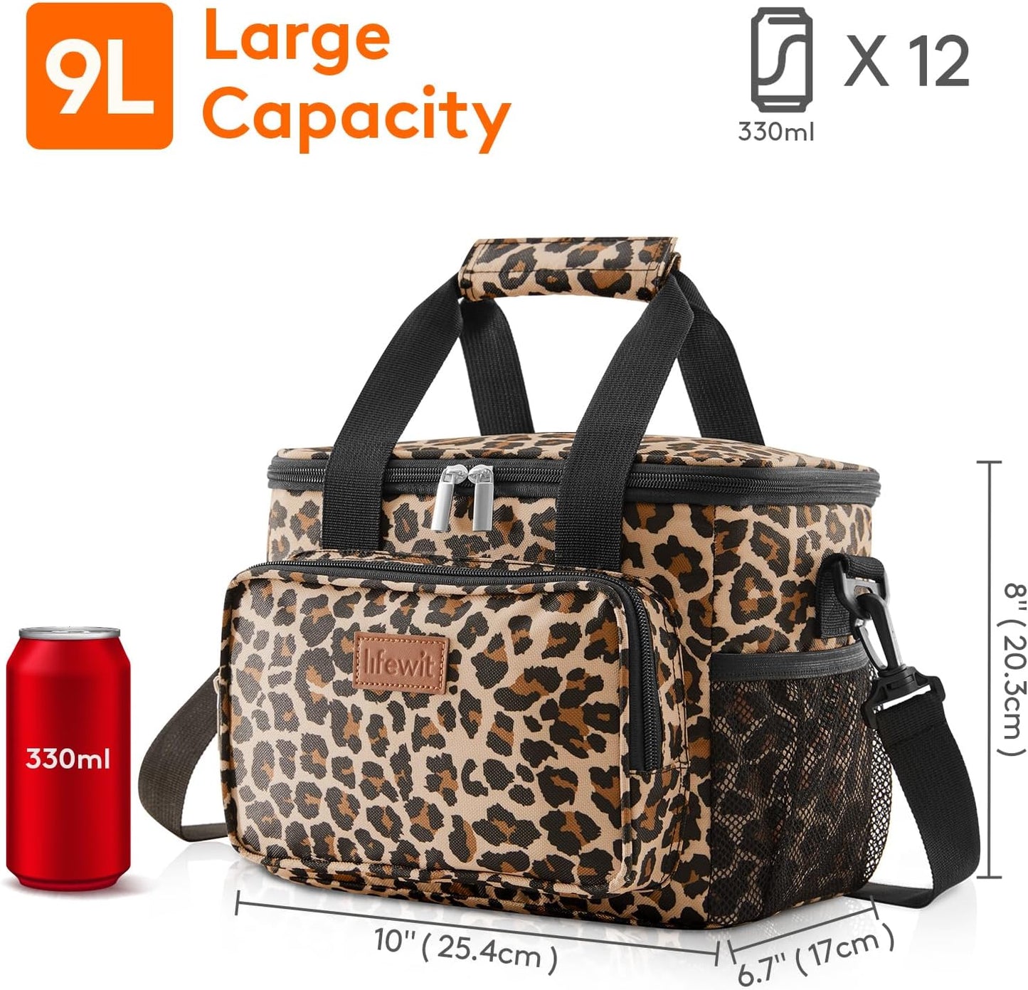Lifewit Large Lunch Bag for Adults, 24-Can 15L Insulated Lunch Box Leakproof Soft Cooler Cooling Tote for Men Women, Waterproof Reusable Cooler Bags for Work Office Outdoor Picnic Camping, Black