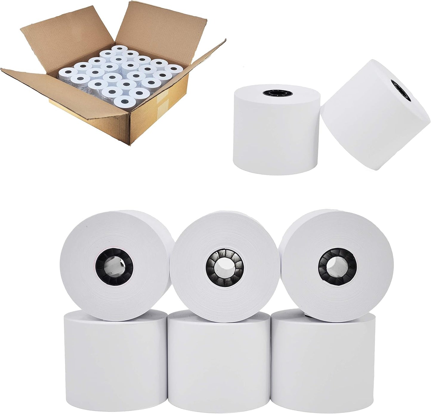 (50 Rolls) 2 1/4 x 50 Thermal Paper Receipt Rolls 2.25 x 50 ft POS Cash Register fits All Credit Card Terminals