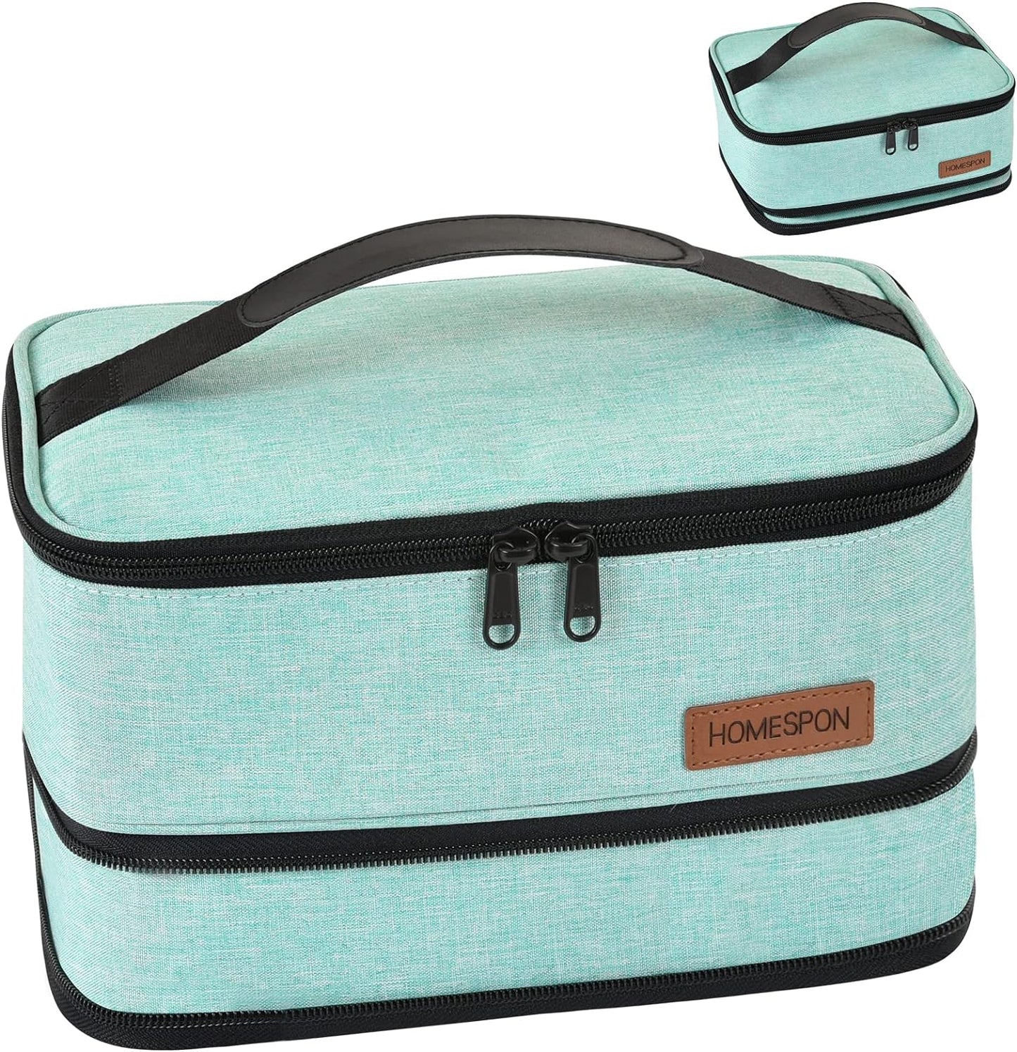 HOMESPON Expandable Lunch Bag for Men Women Insulated Lunch Box Holder with Handle for Picnics Work Travel (Blue)