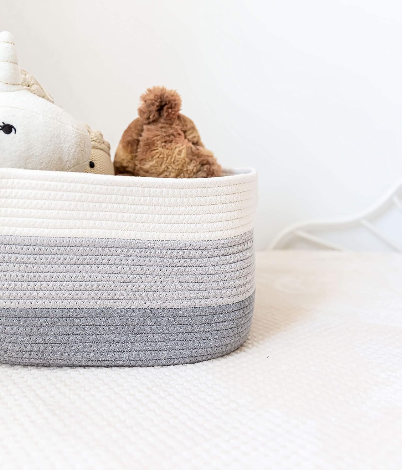 OrganiHaus Soft Woven Baskets for Storage Organization Set of 3, Cotton Rope Nursery Storage Baskets for Shelves, Square Book Bins, Bathroom Towel Hamper, Dog Toy Bins, Panier Rangement - Light Honey