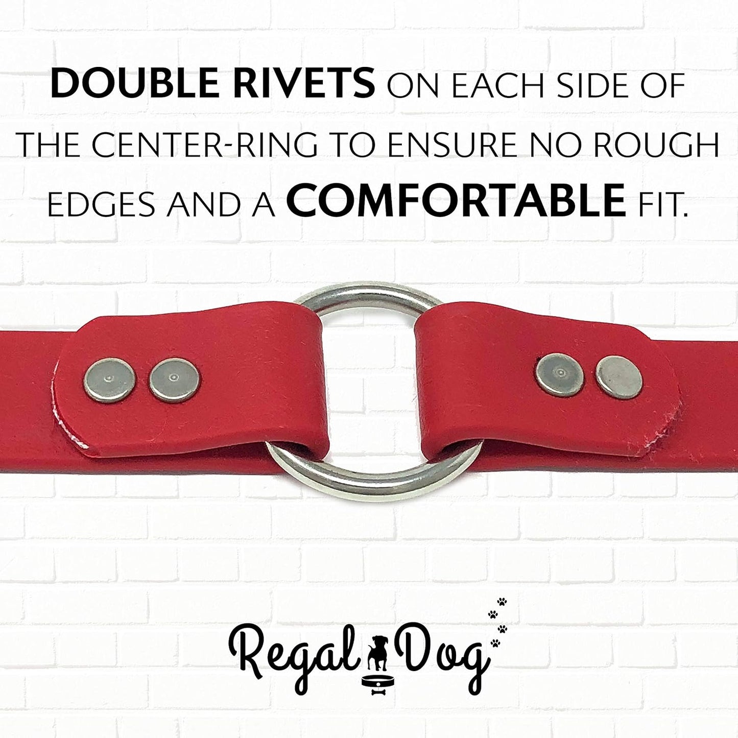 Regal Dog Products Medium Orange Dog Collar with Heavy Duty Double Buckle & D Ring | Vinyl Coated, Custom Fit, Adjustable Biothane Dog Collar Chew Resistant Waterproof Center-Ring Collar for Dogs