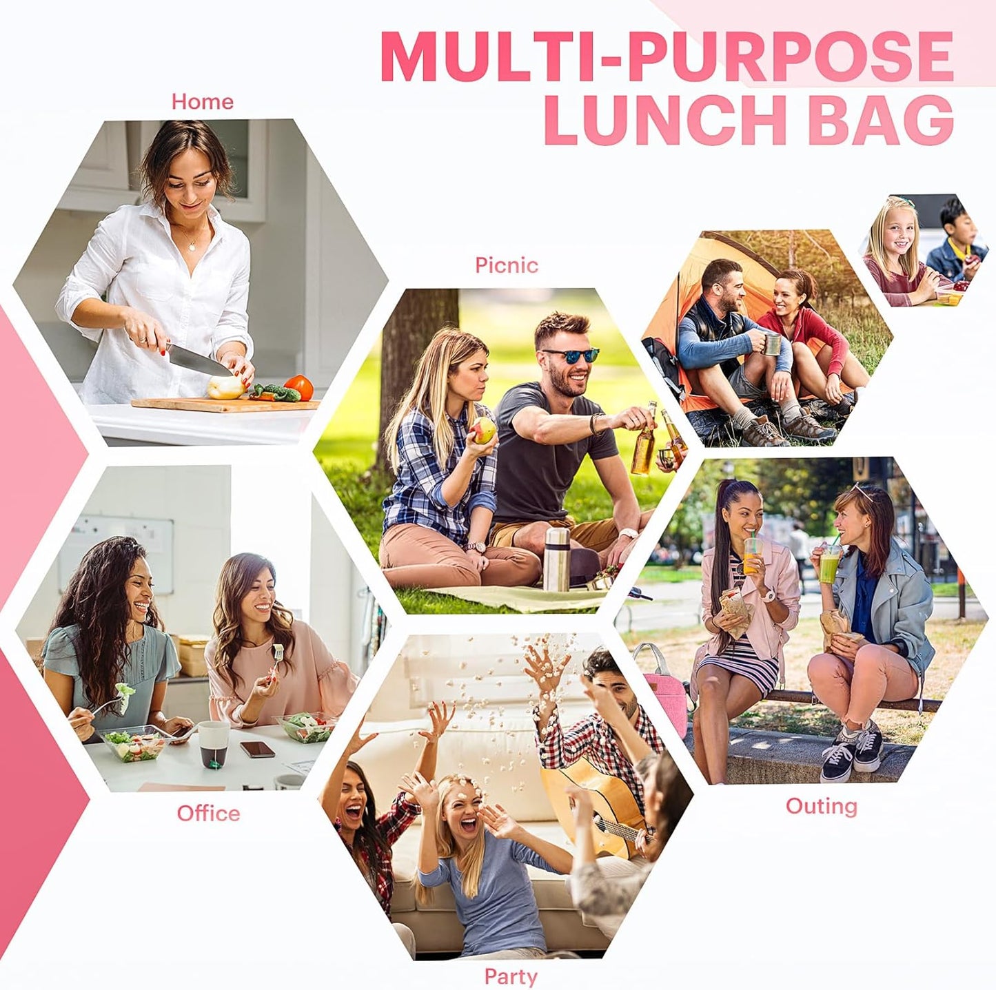 Lunch Bag for Women & Men Adult Insulated Lunch Box, Small Leakproof Cooler Food Lunch Containers Reusable High Capacity Lunch Tote Bags for Work, Travel, Outdoor