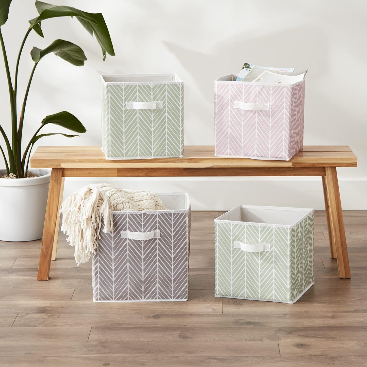 DII Foldable Fabric Storage Containers for Nurseries, Offices, Closets, Home Decor, Cube Organizers & Everyday Storage Needs, (Large - 11 x 11 x 11) Scroll Nautical Blue - Set of 2