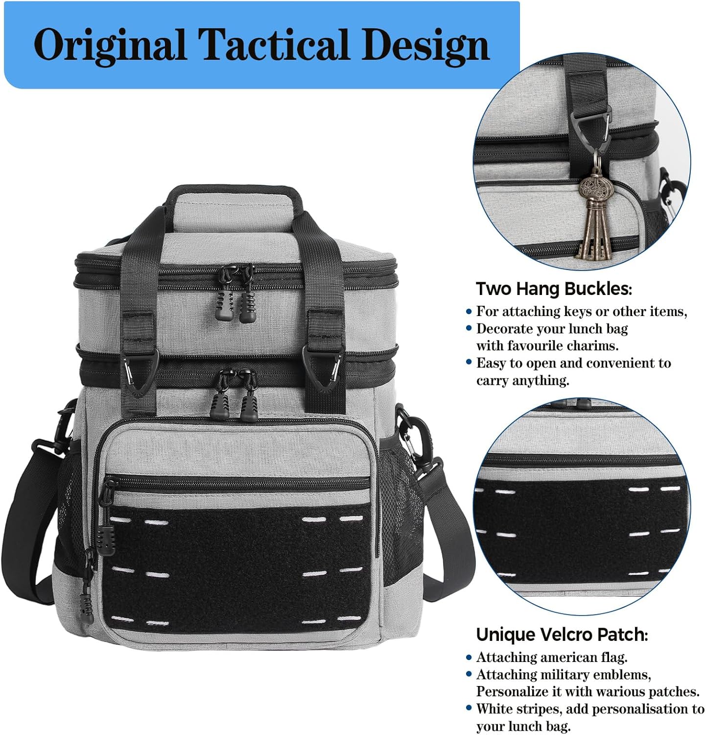 Lunch Box Cooler Bag - Insulated Tactical Lunchbox for Men - XLarge Lunch Pail Lunch Kit for Adults Work Outdoor Shifts Trips Black Camo 25L