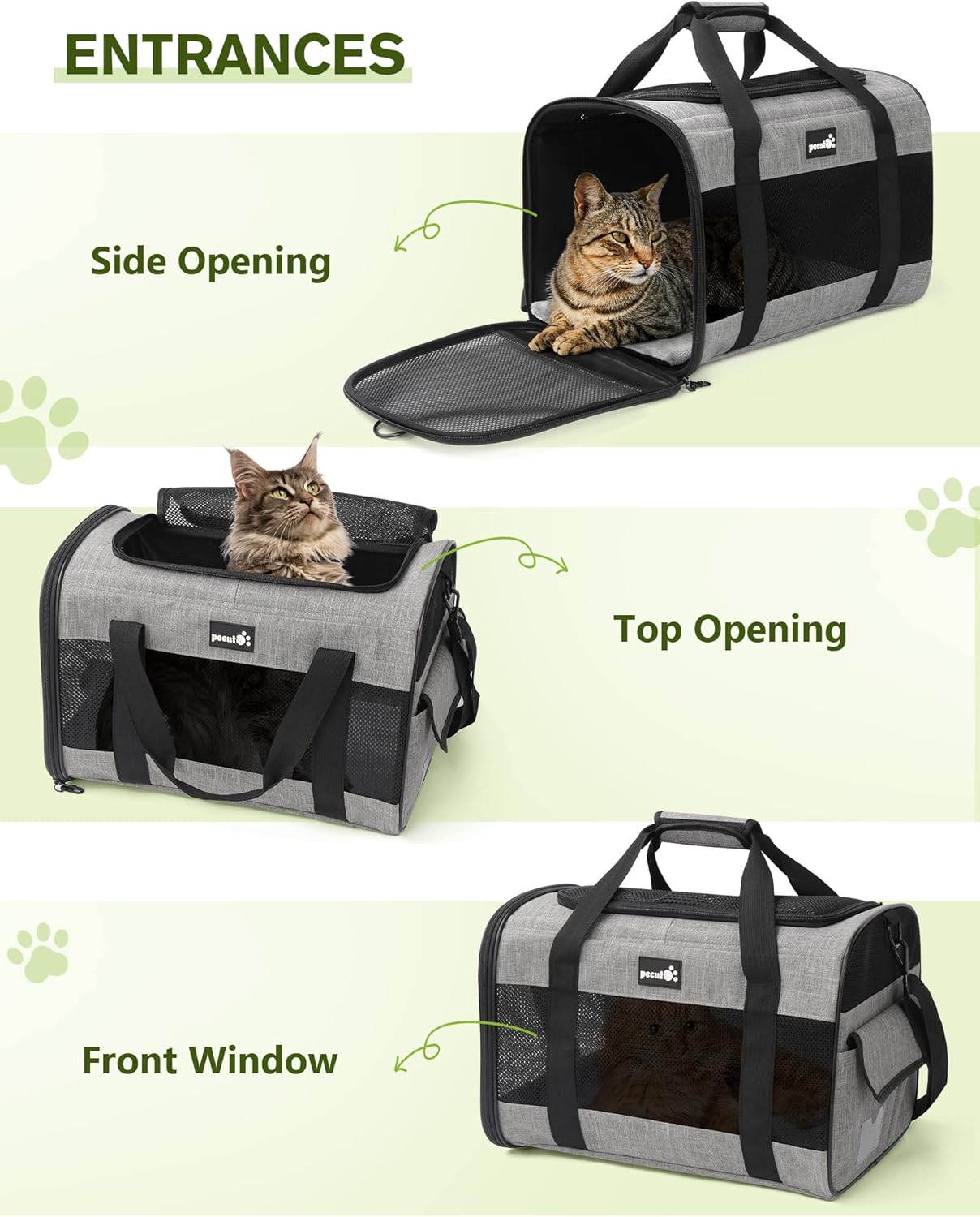 Pecute Cat Carrier Dog Carrier up to 15lbs,Pet Carrier for Cats and Puppies with Foldable Bowl, Soft-Sided Bag with Breathable Mesh, Suitable for Long and Short Trips Travel Camping Outdoor