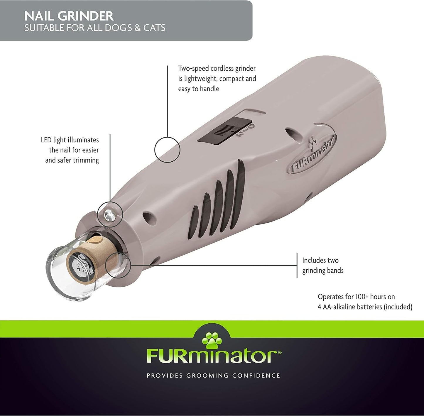 FURminator Nail Grinder Professional Grooming Tool for Pets
