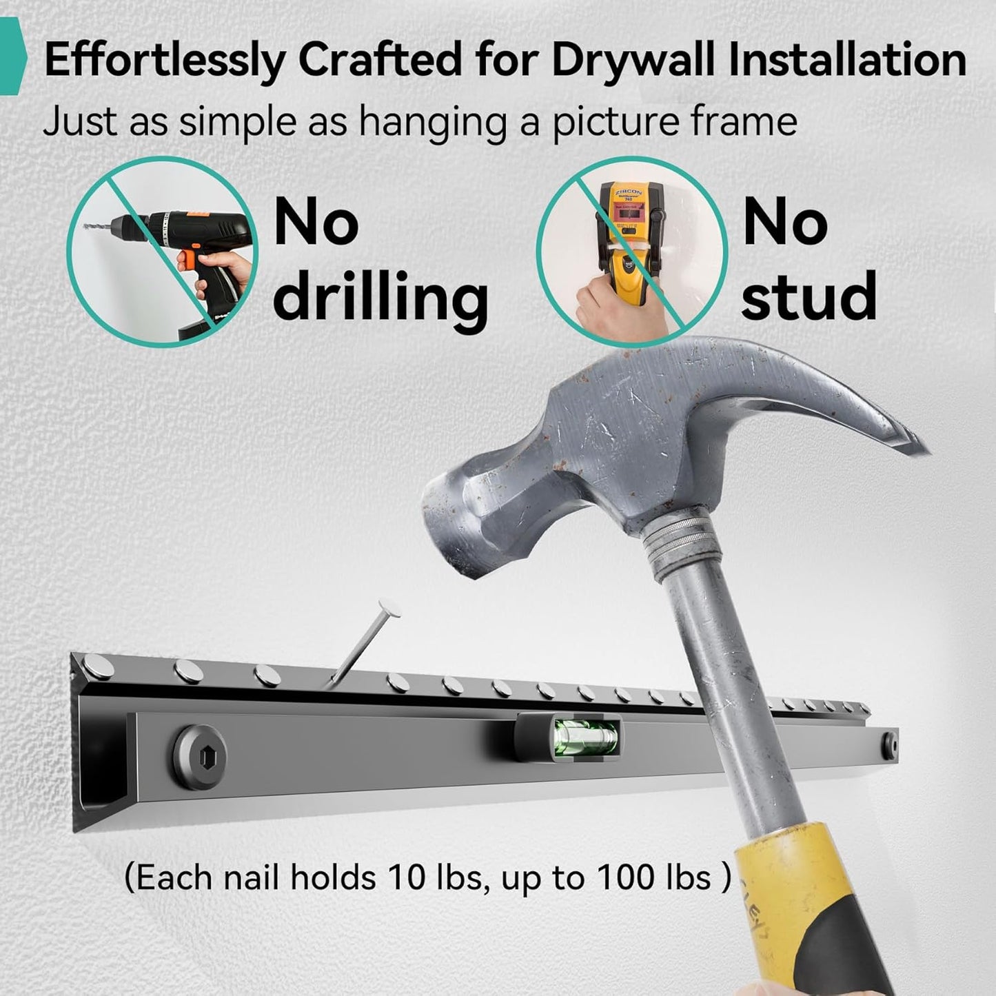 Auoace No Stud TV Wall Mount for 22-55 inch TVs, Drywall Studless TV Hanger Tilts Up to 5°, Low Profile Studless TVs Wall Mount, Easy to Install for Bedroom, Living Room