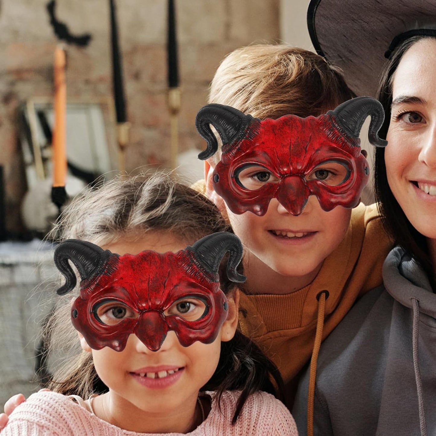 STOBOK Halloween Devil Mask Horror Half Face Mask Scary Horn Ghost Mask Monster Cosplay Mask for Halloween Cosplay Costume