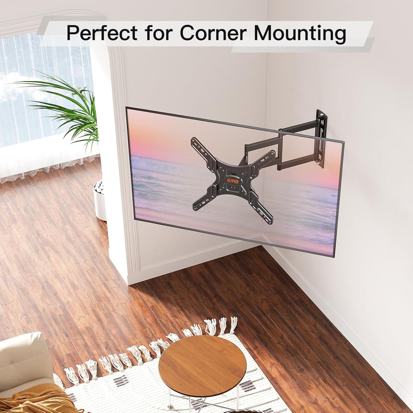 ELIVED Long Arm TV Wall Mount for Most 26-65 Inch TVs, 37.4 Inch Long Extension TV Mount Swivel and Tilt, Max VESA 400x400mm, Full Motion Wall Mount tv Bracket Holds up to 77 lbs.