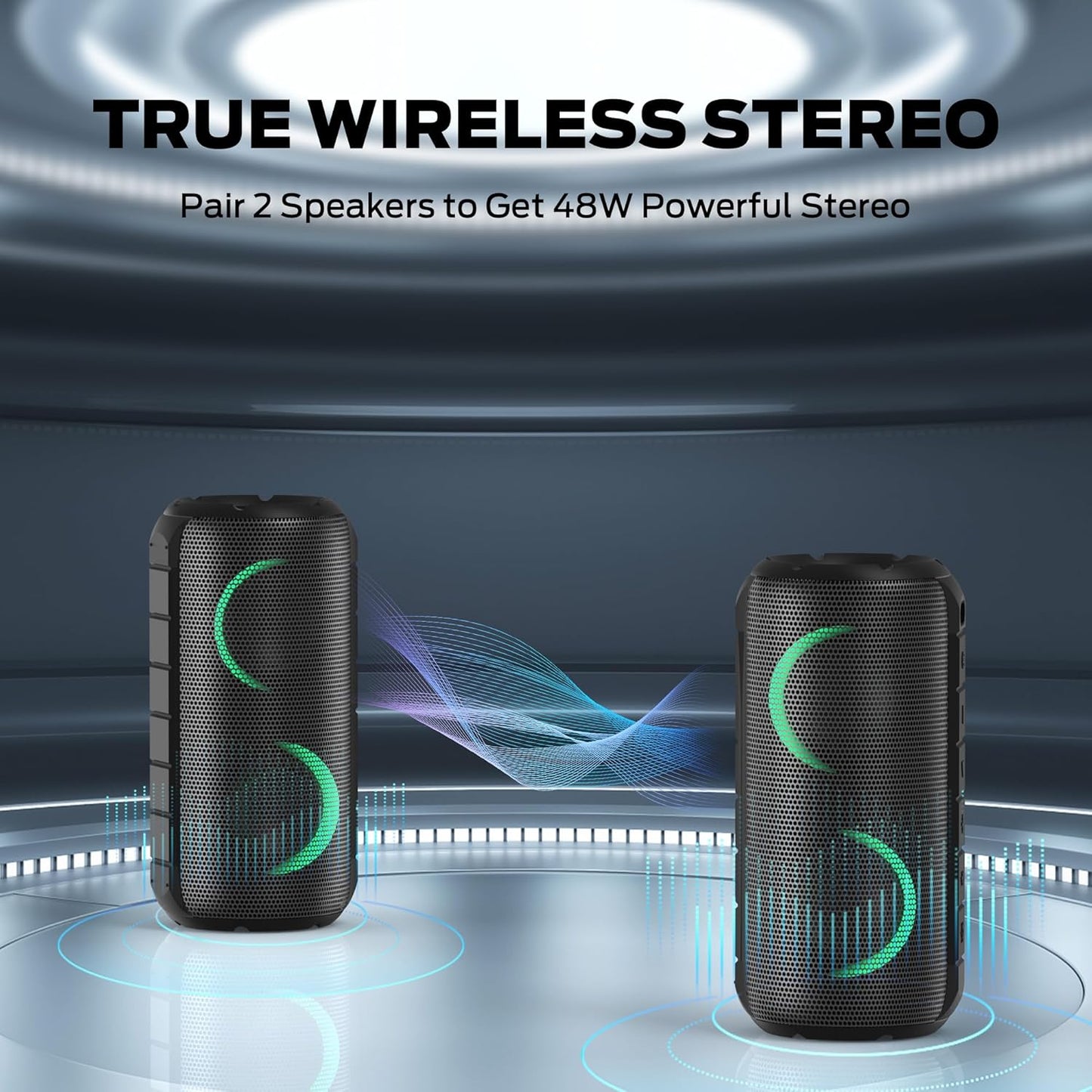 Oraolo Bluetooth Speaker 24W, Portable Speaker with RGB Lights, Stereo Sound, Bluetooth 5.3, 24H Playtime, IPX6 Waterproof, AUX-in, Speaker for Outdoor Camping