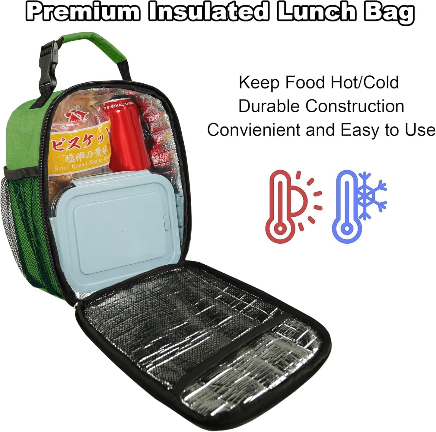 Lunch Box for Men Women Adults Small Lunch Bag for Office Work Picnic - Reusable Portable Lunchbox, Black