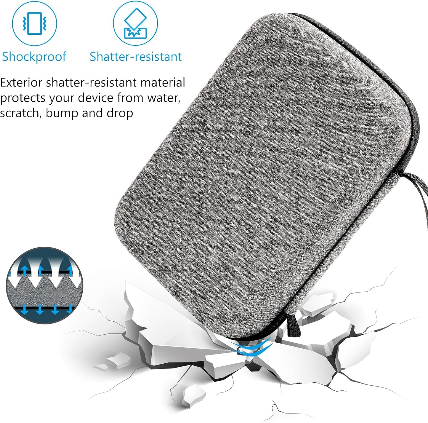 ProCase Hard Travel Electronic Organizer Case for MacBook Power Adapter Chargers Cables Power Bank Apple Magic Mouse Apple Pencil USB Flash Disk SD Card Small Portable Accessories Bag -L, Black