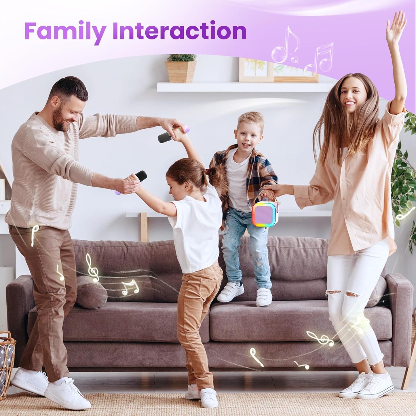 Karaoke Machine for Kids Adults, Portable Bluetooth Mini Karaoke Microphone Singing Speaker Karaoke Player with 2 Wireless Mic Toys for All Smartphones,Birthday, Family,Home Party (Purple)