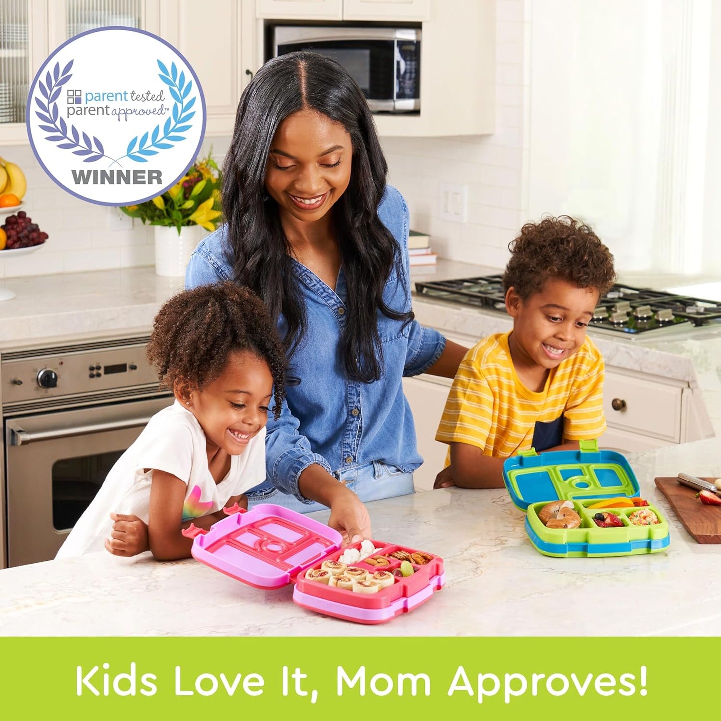 Bentgo Kids Prints Leak-Proof, 5-Compartment Bento-Style Kids Lunch Box - Ideal Portion Sizes for Ages 3-7, Durable, Drop-Proof, Dishwasher Safe, & Made with BPA-Free Materials (Green Rainbow)
