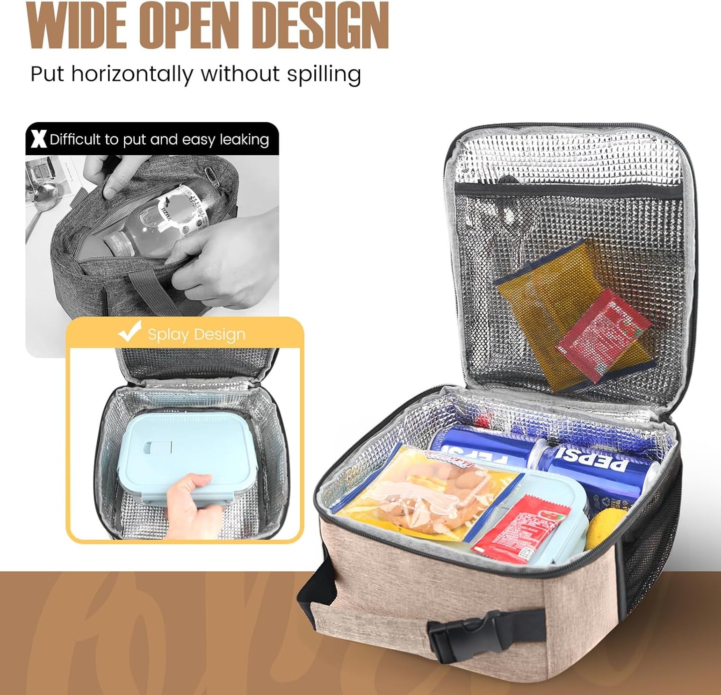 Lunch Bag for Men/Women, Reusable Lunch Box for Adult, Small Insulated Lunch Box, Lunch Tote Bag for Office, Work, Picnic