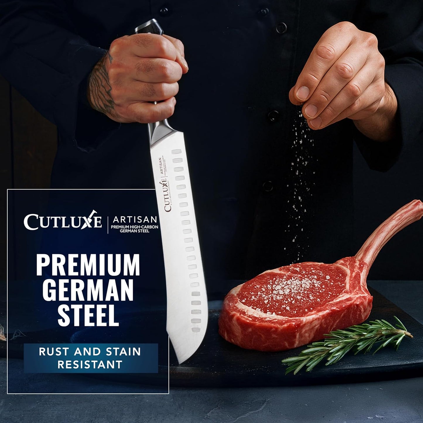 Cutluxe Butcher Knife – 10″ Cimeter Breaking Knife, Razor Sharp Forged High Carbon German Steel, Full Tang Carving Knife, Ergonomic Handle Design – Artisan Series