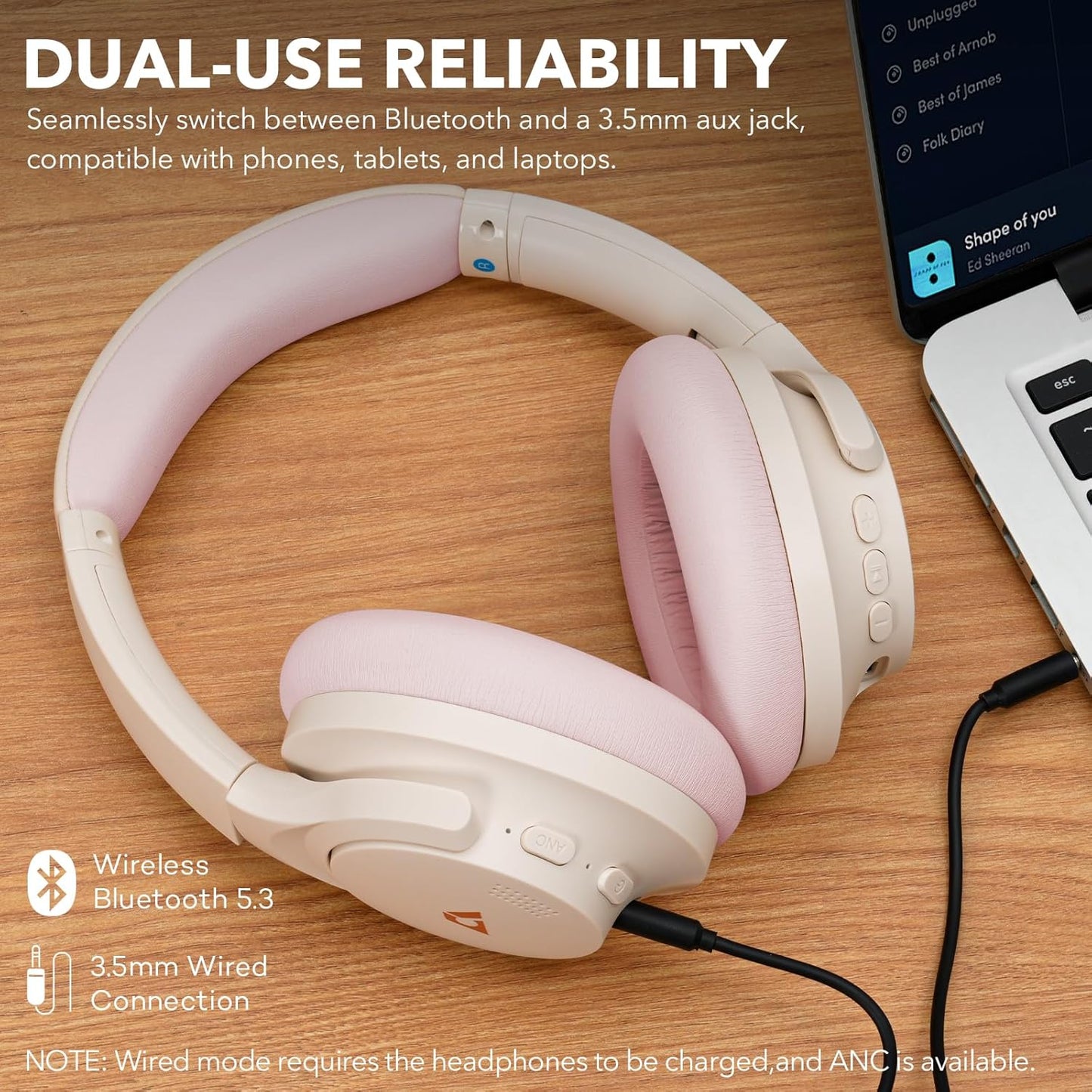 1Mii Y8+ Noise Cancelling Headphones Bluetooth, Wireless LDAC Hi-Res Audio, Custom EQ via App, 75H Playtime, Comfort Fit, Over Ear Headphones Foldable for Airplane Travel Home Office - Black