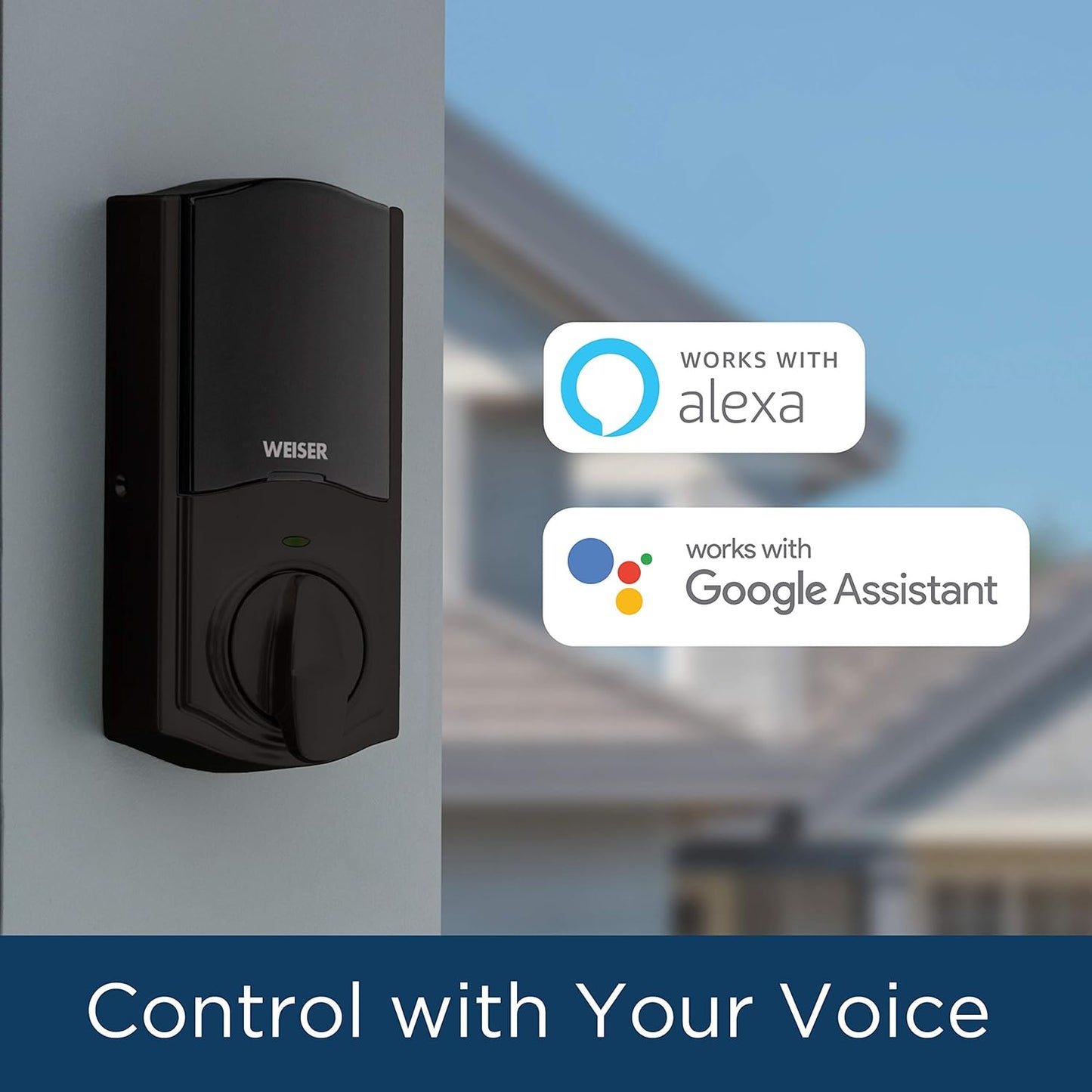 Weiser Halo Matte Black WiFi Smart Lock, Keyless Entry Door Lock, Touchscreen Keypad Door Lock, Amazon Alexa & Google Assistant/Google Home Compatible, Deadbolt Lock, Smart Locks for Entry Door