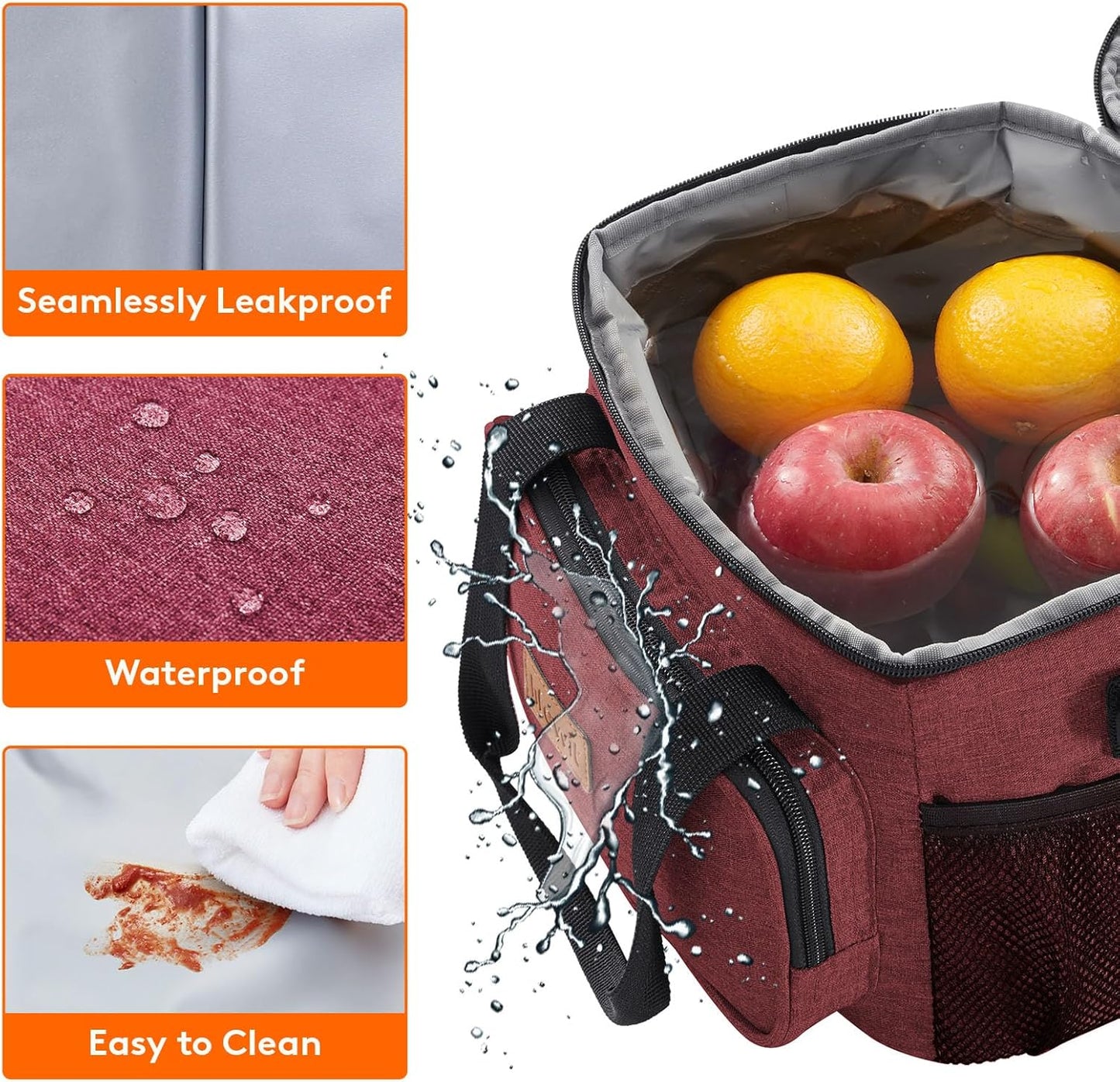 Lifewit Large Lunch Bag for Adults, 24-Can 15L Insulated Lunch Box Leakproof Soft Cooler Cooling Tote for Men Women, Waterproof Reusable Cooler Bags for Work Office Outdoor Picnic Camping, Black