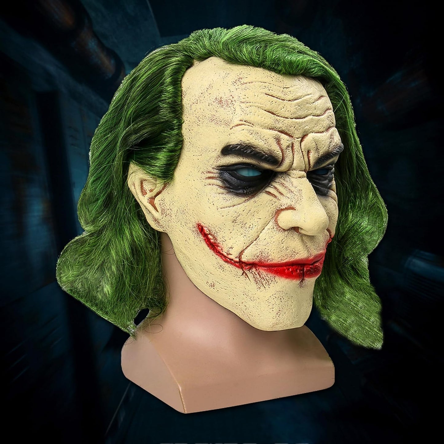 Halloween Clown Mask, Scary Cosplay Decorations Costume Prop, Horror Clown Mask for Adult, Scary Green Hair