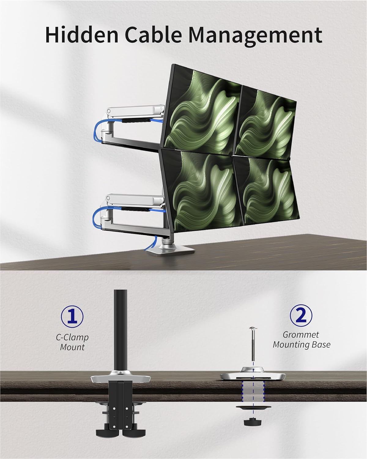 ErgoUnion Dual Monitor Stand for Desk, Vertical Dual Monitor Mount with Wide Range of Motion, Dual Monitor Arm for 17-40" Screen up to 25 lbs Each, Computer Monitor Stand for 2 Monitors - Black