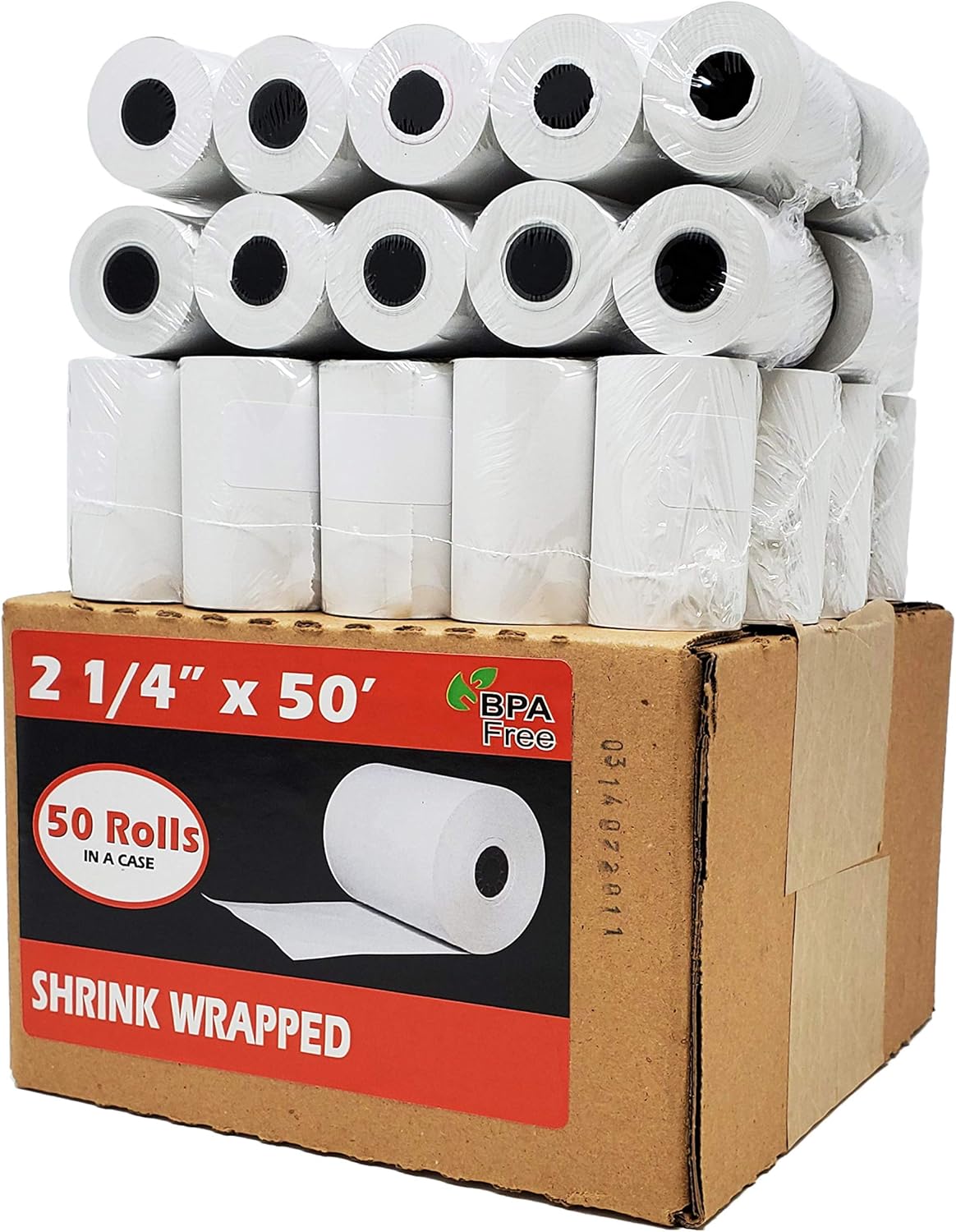 (50 Rolls) 2 1/4 x 50 Thermal Paper Receipt Rolls 2.25 x 50 ft POS Cash Register fits All Credit Card Terminals